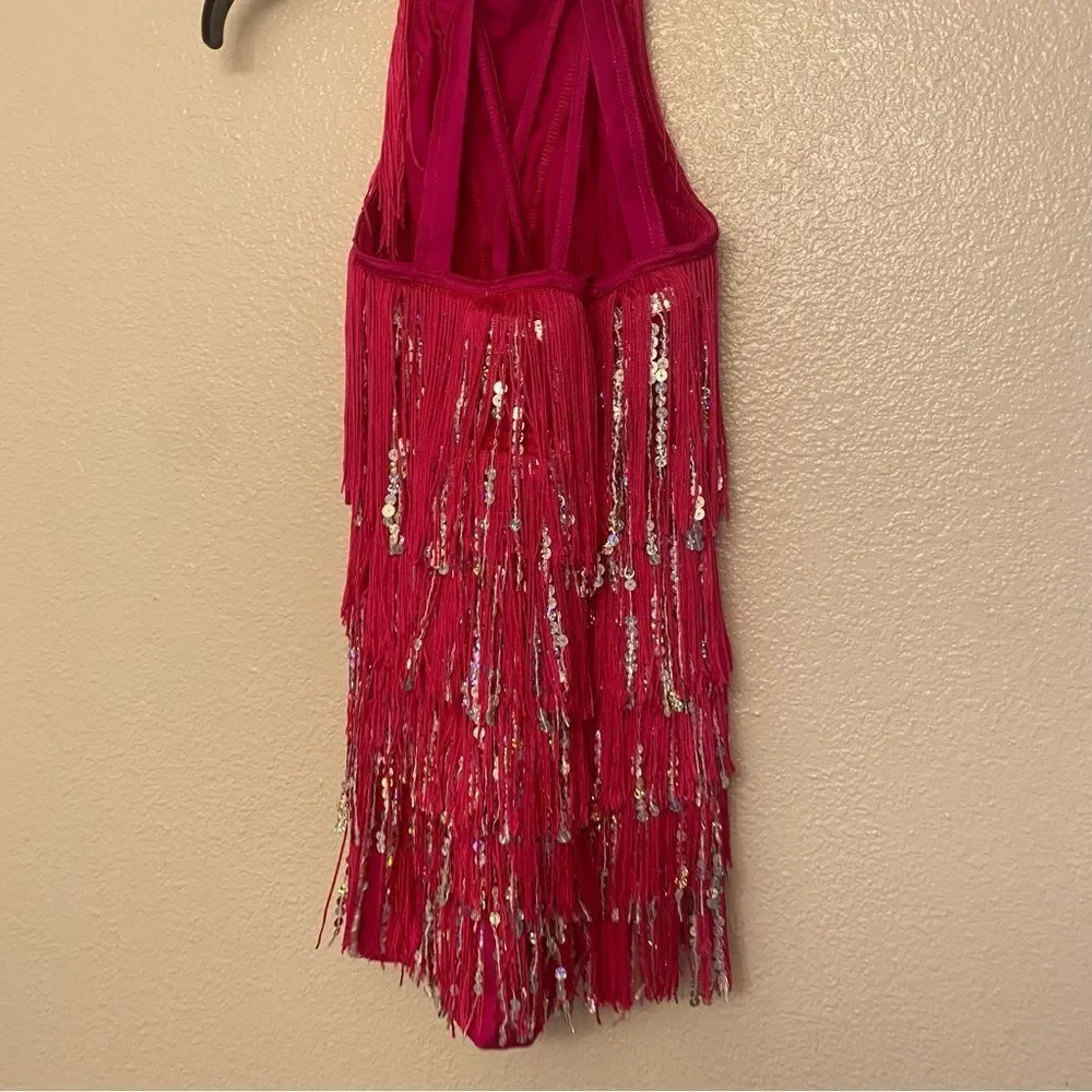 Weissman Dance costume hot pink sassy fringe dress Spice Up Your Life 14130 LC